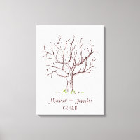 Wedding Fingerprint Tree (Brown) Canvas Print