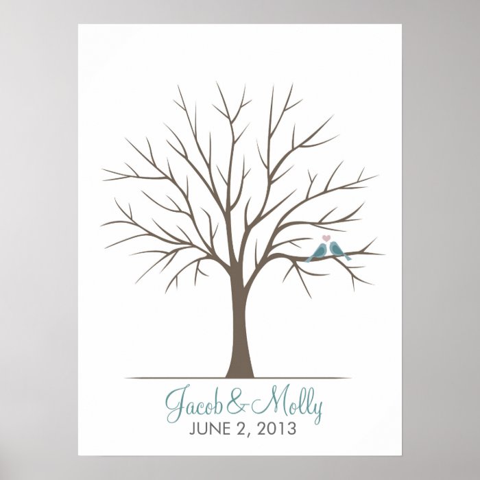 Wedding Fingerprint Tree – Classic Love Birds Posters