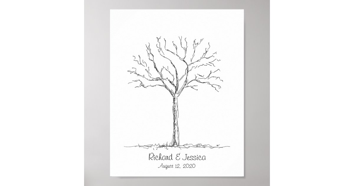 Wedding Fingerprint Tree Guest Book Poster INKS INCLUDED Custom Fingerprint  PRINTED Wedding Day Signs Wedding Reception Signs 