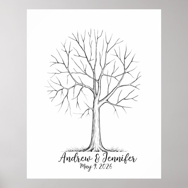 Wedding Fingerprint Tree Guest Book Alternative (Front)