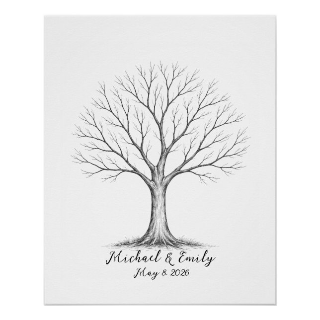 Wedding Fingerprint Tree Guest Book Alternative (Front)