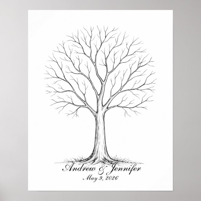 Wedding Fingerprint Tree Guest Book Alternative (Front)