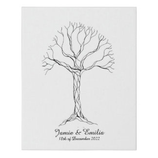 Wedding Fingerprint Tree Guestbook - Faux Canvas