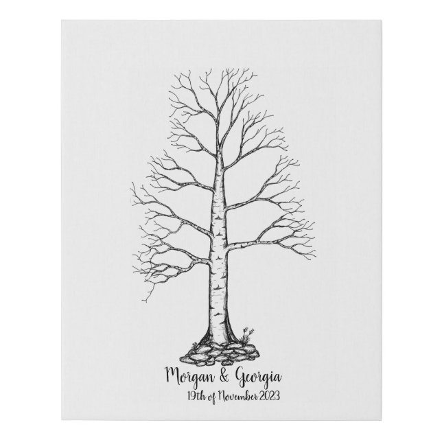 Wedding Fingerprint Tree Guestbook - Faux Canvas (Front)