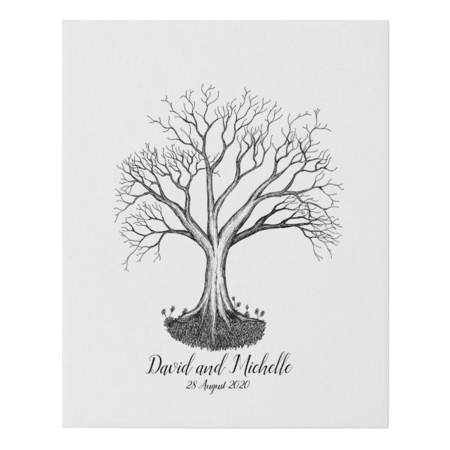 Wedding Fingerprint Tree Guestbook - Faux Cavas (Front)