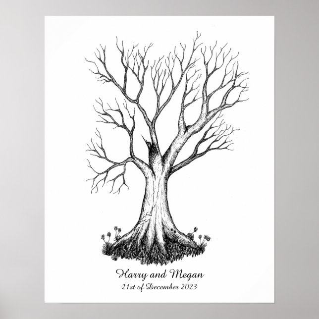Wedding Fingerprint Tree Guestbook - Poster (Front)
