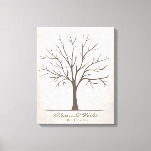 Wedding Fingerprint Tree  Rustic Canvas Print