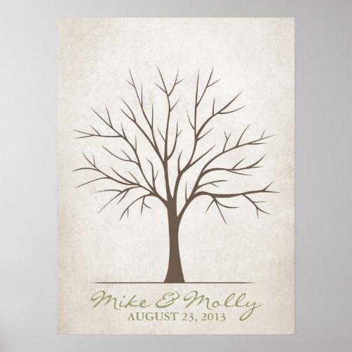 Wedding Fingerprint Tree  Rustic Poster
