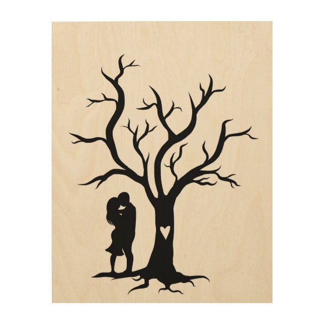 Wedding Fingerprint Tree Wood Wall Art (Front)