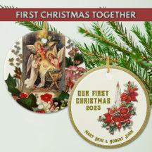 Wedding First Christmas Catholic Ceramic Ornament