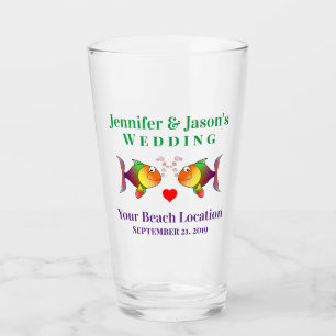 Wedding Fish Beach Tropical Destination Beer Pint Glass