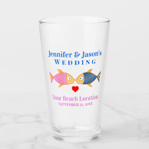 Wedding Fish Beach Tropical Destination Beer Pint Glass