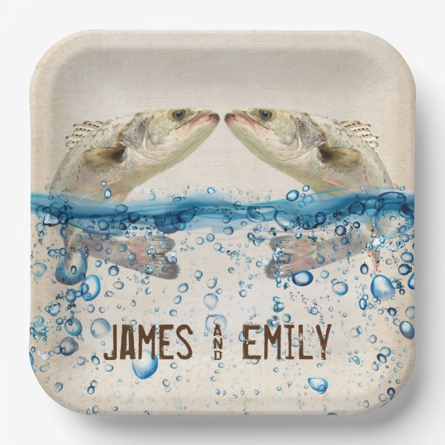 Wedding Fish in Water  Paper Plates (Front)
