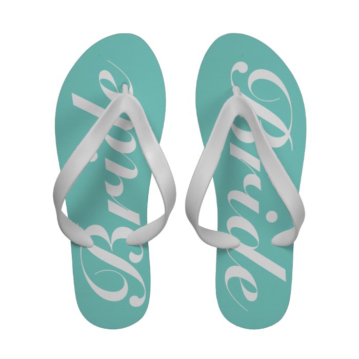 Wedding Flip Flop Sandals  Bride in Aqua Blue