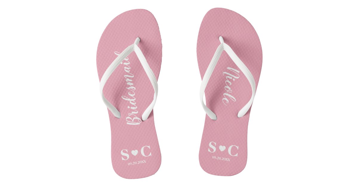 Wedding Flip Flops for Bridal Party, Bachelorette | Zazzle