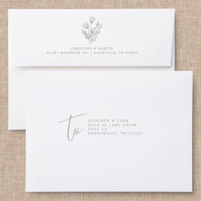 Wedding Floral Addressed Envelopes (Linen)