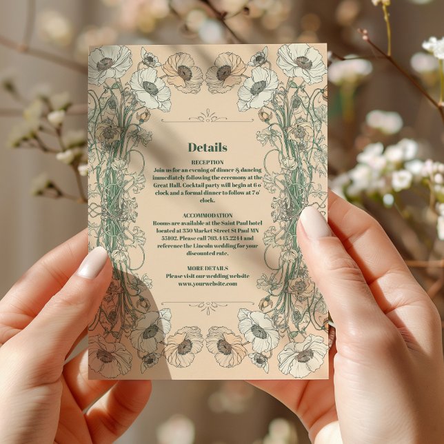 Wedding Floral Art Nouveau Enclosure Card (Creator Uploaded)