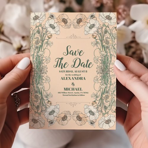 Wedding Floral Art Nouveau Save The Date