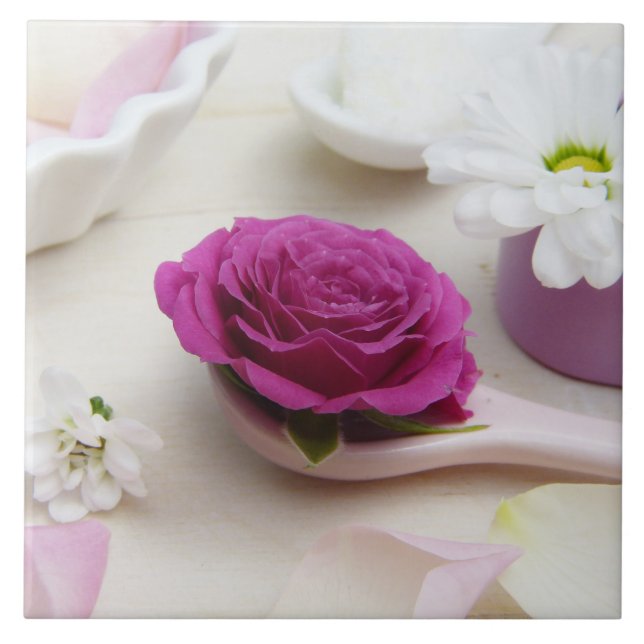 Wedding Floral Blossoms Romantic Destiny's Destiny Ceramic Tile (Front)