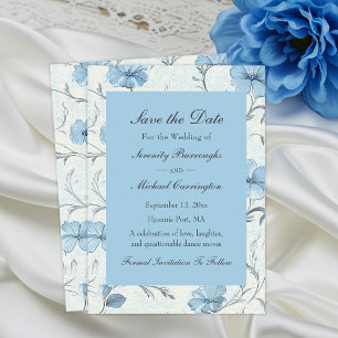 Wedding Floral Blue Country Garden Save the Date Announcement