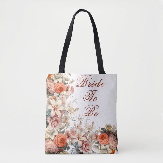 Wedding Floral Bouquet Elegant Custom Tote Bag (Front)
