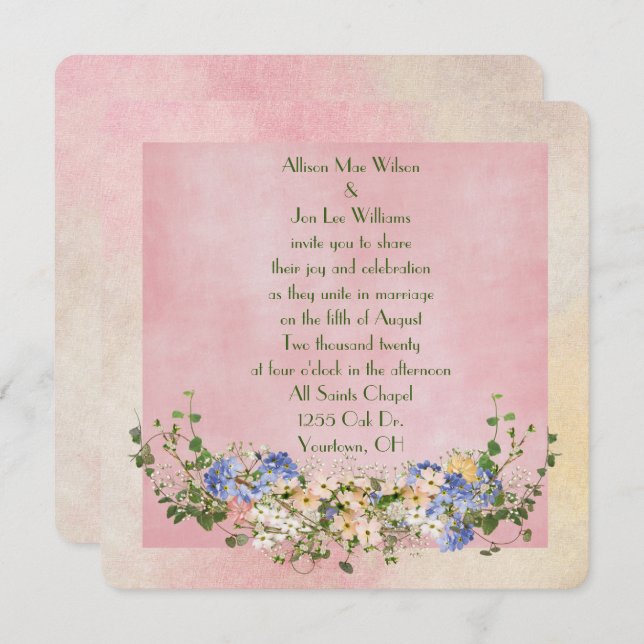 Wedding Floral Bouquet Invitation (Front/Back)