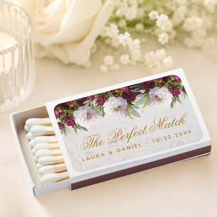 Wedding Floral Burgundy Peonies Marble The Perfect Matchboxes