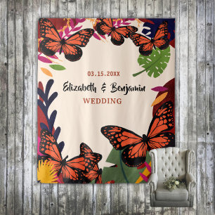 Wedding Floral Butterflies Nature Photo Backdrop