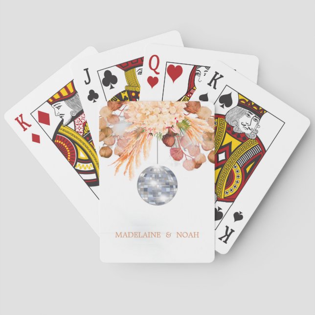 Wedding Floral Disco Ball Elegant Chic  Poker Cards (Back)