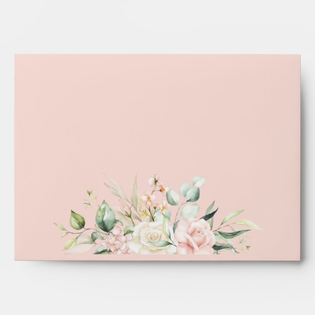 Wedding Floral Elegant Pink Chic Customized  Envelope (Front)