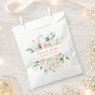 Wedding Floral Elegant Pink Chic Date Script Favor Bag