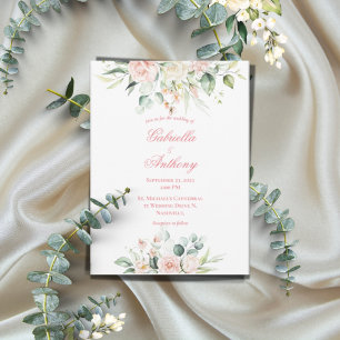 Wedding Floral Elegant Pink Chic Script Wedding Invitation