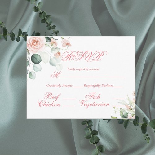 Wedding Floral Elegant Pink Script RSVP Budget Postcard