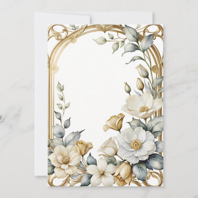 wedding floral frame  invitation (Front)