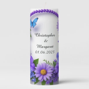 Wedding Floral Frame with Colorful Flowers Pillar Candle