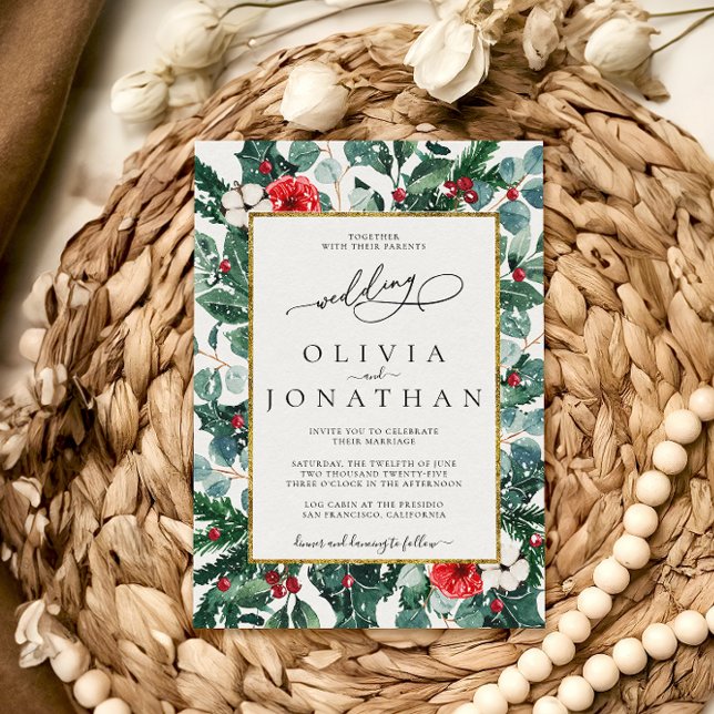 Wedding Floral Gold Frame Wedding Party Invitation (Creator Uploaded)