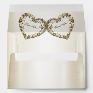 Wedding Floral Golden Ornate Heart Frame Elegant Envelope