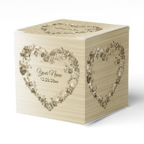 Wedding Floral Golden Ornate Heart Frame Elegant Favor Boxes