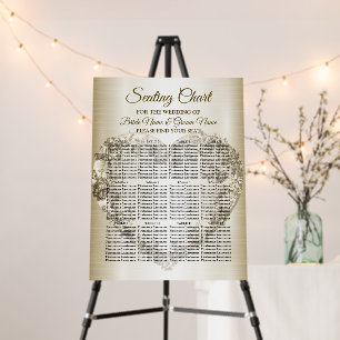 Wedding Floral Golden Ornate Heart Frame Elegant Foam Board