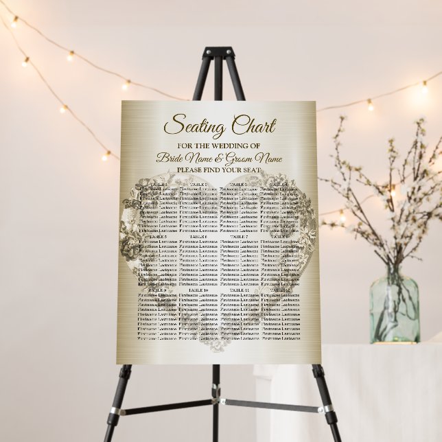 Wedding Floral Golden Ornate Heart Frame Elegant Foam Board (In Situ (Stand))