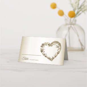 Wedding Floral Golden Ornate Heart Frame Party Place Card