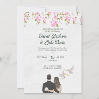 Wedding Floral Invitation Bride/Groom