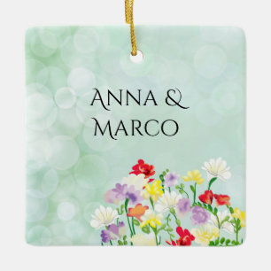 Wedding floral invitation ceramic ornament