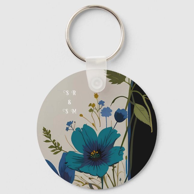 Wedding Floral Invitation Collection Keychain (Back)