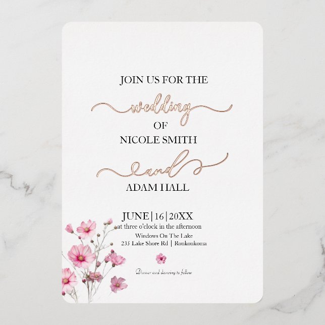 Wedding Floral Invitation Foil Invitation (Front)