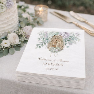 Wedding Floral Mary Joseph Mint and Lavender Napkins