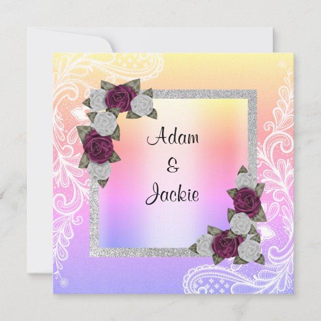 Wedding floral pastel lace new invitation (Front)