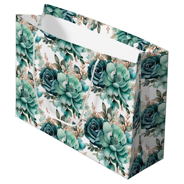 Wedding Floral Print Gift Bag (Front Angled)