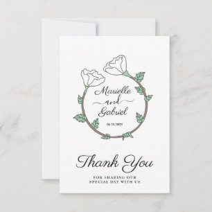 Wedding Floral Ring Flat Thank You Card