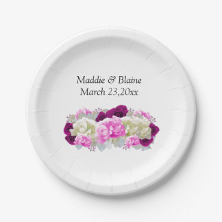 Wedding Floral Roses Peonies Paper Plates